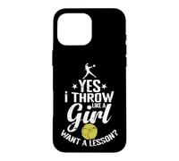 Oui, Je Lance comme Une Fille Veut Une leçon de Softball Coque pour iPhone 16 Pro Max