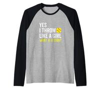 Oui, Je Lance comme Une Fille Veut Une leçon de Softball féminin Manche Raglan