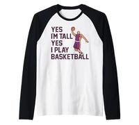 Oui Je suis Grand Oui Je Joue Au Basket-Ball Design pour Manche Raglan