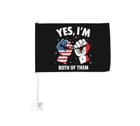 Oui, je suis les deux ! Drapeau USA-Mexique en forme de poing, clip de fenêtre pour voiture, décoration de protection solaire, bannière double face 30 x 45 cm pour camion