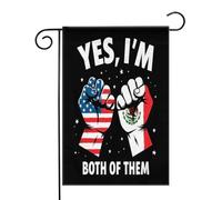 Oui, je suis les deux ! Drapeau USA Mexique Poing levé Drapeaux de jardin (12,5 x 18 pouces) - Bannière aux couleurs éclatantes pour décoration extérieure de jardin et de maison