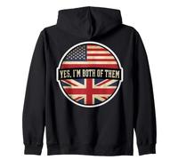 Oui, Je suis Tous Les Deux, moitié américain, moitié Britannique, Drapeau des États-Unis et du Royaume-Uni Sweat à Capuche