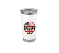 Oui, je suis tous les deux, moitié américain, moitié britannique, drapeau des États-Unis et du Royaume-Uni Gobelet isotherme en acier inoxydable double paroi