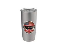 Oui, je suis tous les deux, moitié américain, moitié britannique, drapeau des États-Unis et du Royaume-Uni Gobelet isotherme en acier inoxydable double paroi