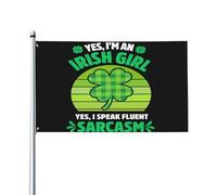 Oui, je suis une fille irlandaise, t-shirt drôle, drapeaux de la Saint-Patrick, 3 x 5 pieds, grande bannière de bienvenue, drapeau de jardin, drapeau de décoration extérieure pour la maison, la cour,