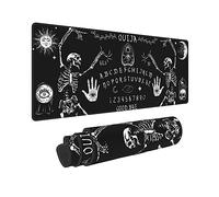 Ouija Tapis de souris squelette main soleil lune sorcière noir 30 x 80 cm Grand tapis de souris avec base en caoutchouc antidérapant étendue avec bords cousus Grand tapis de souris pour gaming PC de