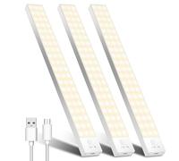 OUILA 3000k Lampe de Placard Detecteur De Mouvement Lot de 3, 1500mAh 30cm Lamp Placard avec Detecteur Mouvement USB Sans Fil Lamp LED Lumière sous L'armoire pour Escalier, Couloir, Cuisines, Armoire