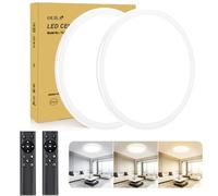 OUILA Ø30cm Plafonnier Led Dimmable Avec Télécommande, Luminaire Plafond Led 24W Réglable 3000K-6500K Moderne Rond Plafonnier 2400LM pour Salle de Bain, Chambre, Cuisine, Salon, Balcon Paquet de 2