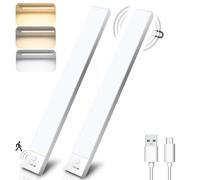 OUILA 32cm Dimmable Lampe de Placard, Lamp Placard a Detecteur de Mouvement 3000K/4000K/6500K 3 Couleurs Luminosité Réglable Eclairage Led Cuisine Sous Meuble Veilleuse pour Armoire Couloir Escalier