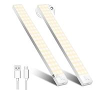 OUILA 32cm Lampe de Placard Detecteur De Mouvement, 3000K 1500mAh Lumière d'armoire avec Detecteur Mouvement USB Sans Fil Lamp LED pour Escalier, Couloir, Cuisines, Armoire（2 pack）