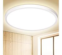 OUILA 4000K Plafonnier LED Salle de Bain, Ø22CM 18W Plafonnier Lampe Plafond IP44 Moderne Rond Luminaire Plafonnier 1800LM Lampe de Plafond Utilisé Chambre, Cuisine, Salon, Balcon, Couloir