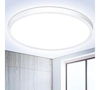 OUILA 6500K Plafonnier LED Salle de Bain, Ø22CM 18W Plafonnier Lampe Plafond IP44 Moderne Rond Luminaire Plafonnier 1800LM Lampe de Plafond Utilisé Chambre, Cuisine, Salon, Balcon, Couloir