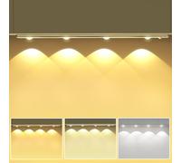 OUILA Dimmable Lampe Placard 44CM, 3 Couleur Réglable Luminosité Réglable 1500mAh USB Sans Fil LED Lampe de Placard avec Détecteur de Mouvement Veilleuse pour Cuisine, Armoires, Escalier