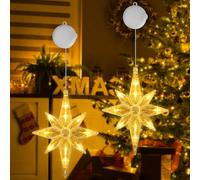 OUILA Étoile Lumineuse, Lumières de Fenêtre de Noël Étoile de Bethléem 3 Modes avec Ventouses et Minuterie Rideau Lumières Décoratives Lumières de Noël à Piles Décoration Noel Intérieur Fenetre