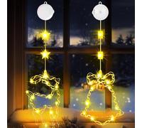 OUILA Guirlande Lumineuse Fenêtre Noël - 2 Pièces, 3 Modes, Ventouse et Minuteur - LED Décoration de Fenêtre - Blanche Chaude