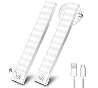 OUILA Lampe d'Armoire 36 LEDs, Rechargeable USB Sans Fil LED Lampe de Placard à Détecteur de Mouvement, Éclairage à LED étude de Cuisine Veilleuse Escalier Couloir (2 Pack)