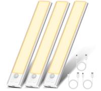 OUILA Lampe de Placard, Eclairage Led Rechargeable Interieur Placard | Sans Fi, 3000K Dimmable Lampe Led Detecteur Mouvement, Lumière Led pour Armoire Placard Escalier Cuisine, 20.5CM - 3 Pièces