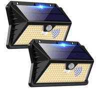 OUILA Lampe Solaire Exterieur, 3 Modes Projecteur Eclairage Avec Detecteur, 185 LED Spot Solaire IP65 Etanche Lumiere pour Jardin, Garage, Patio(2 Pack Blanc Chaud)