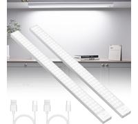 OUILA Lot de 2 lampes LED pour cuisine, 60 cm, éclairage d'armoire - Batterie 5000 mAh - Rechargeable par USB - Lampe magnétique sans fil - Avec détecteur de mouvement - Pour chambre à coucher,