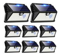 OUILA Lot de 8 lampes solaires LED extérieures 185 LED/3 modes capteur de mouvement étanche IP65 jardin garage (blanc froid)