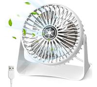 OUILA Mini Ventilateur USB Portable 3 Vitesses Réglables, Silencieux de Bureau, 360 Degrés Rotation pour Chambre, Voiture, Camping (Alimenté par USB)