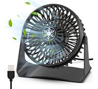 OUILA Mini Ventilateur USB, Ventilateur Portable 3 Vitesses Réglables, Silencieux Ventilateur de Bureau, 360 Degrés Rotation Petit Ventilateur pour Bureau, Chambre, Voiture, Camping（Alimenté par USB）