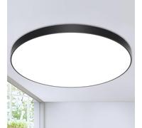 OUILA Plafonnier LED 24W 2000LM 6500K, Luminaire IP44 Ø28 CM pour Salle de Bain, Chambre, Cuisine, Salon, Balcon (Noir)