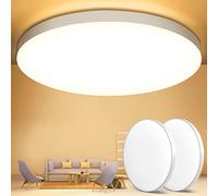 OUILA Plafonnier LED,2PCS Luminaire Plafonniers 24W 3000K Plafonnier Salle de Bain IP44 Plafonnier Chambre Ø28 CM Applicable à Salle de Bain, Chambre, Cuisine, Salon, Balcon