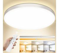 OUILA Plafonnier LED Dimmable, 24W 3000K-6500K Plafonnier Salle de Bain avec Télécommande, 2000LM IP44 Lampe Plafond, Luminaire Plafonnier Applicable à Salle de Bain, Chambre, Cuisine, Salon, Balcon