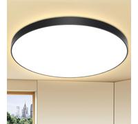 OUILA Plafonnier LED, Luminaire Plafonnier 24W 2000LM 4000K Plafonnier Salle de Bain IP44 Plafonnier Chambre Ø28 CM Applicable à Salle de Bain, Chambre, Cuisine, Salon, Balcon(Black), YLXDD280-24W