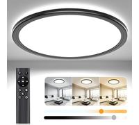 OUILA Plafonnier Led Telecommande, Dimmable Plafonnier Télécommande 24W Réglable Ø30cm 3000K-6500K Plafond Led Moderne Rond 2400LM Applicable Salle de Bain, Chambre, Cuisine, Salon（Noir）