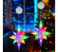 OUILA RGB Fenêtre Décorative de Noël avec Étoile, Lumières de Noël à Piles Étoile de Bethléem avec Minuterie Décorations de Noël pour Fenêtres Lumières d'arbre de Noël avec Ventouses Noël Decoration