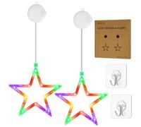 OUILA RGB Fenêtre Décorative de Noël avec Étoile, Lumières d'étoiles de Rideau Lumières de Noël à Piles et Minuterie Lumières de Fenêtre de Noël avec Rideau Lumineux à Ventouse Décoration Noel (RGB)