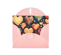 OUInbvv Cartes de vœux colorées en papier nacré avec enveloppes roses personnalisées en forme de cœur pour vacances, anniversaires, anniversaires de mariage