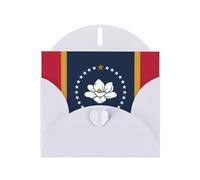 OUInbvv Cartes de vœux en papier nacré avec enveloppes blanches personnalisées en forme de cœur - Drapeau de l'État du Mississippi