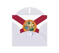 OUInbvv Cartes de vœux en papier nacré avec enveloppes blanches personnalisées en forme de cœur Motif drapeau de la Floride