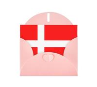 OUInbvv Cartes de vœux en papier nacré avec enveloppes roses personnalisées en forme de cœur avec drapeau danois du Danemark