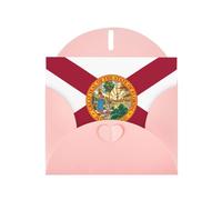 OUInbvv Cartes de vœux en papier nacré avec enveloppes roses personnalisées en forme de cœur Motif drapeau de la Floride