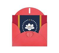 OUInbvv Cartes de vœux en papier nacré avec enveloppes rouges personnalisées en forme de cœur - Drapeau de l'État du Mississippi