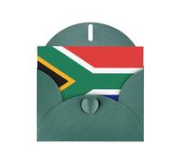 OUInbvv Cartes de vœux en papier nacré avec motif drapeau de l'Afrique du Sud avec enveloppes personnalisées en forme de cœur vert foncé