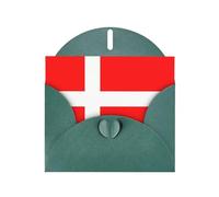 OUInbvv Cartes de vœux en papier nacré avec motif drapeau du Danemark avec enveloppes personnalisées en forme de cœur vert foncé