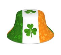 OUInbvv Chapeau Seau Drapeau Irlandais Double Face Respirant Léger Tridimensionnel pour Plage Camping Randonnée Pêche Noir