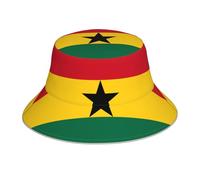 OUInbvv Drapeau du Ghana Chapeau Seau Double Face Respirant Léger Tridimensionnel pour Plage Camping Randonnée Pêche Noir