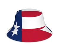 OUInbvv Drapeau du Texas Chapeau Seau Double Face Respirant Léger Tridimensionnel pour Plage Camping Randonnée Pêche Noir