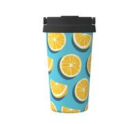 OUInbvv Lemon Wedges Tasse à café isotherme portable avec poignée dissimulée, base antidérapante, design anti-fuite, convient pour voiture, bureau et maison