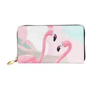 OUInbvv Love Flamingo Portefeuille à main avec fermeture éclair en métal pour carnet de notes et porte-chèques Design doux et léger