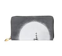 OUInbvv Moon Pine Tree Portefeuille avec fermeture éclair en métal pour carnet de notes et porte-chèques Design doux et léger