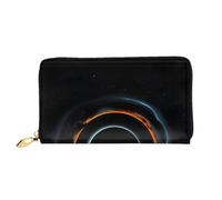 OUInbvv Mystérieux portefeuille cosmique à trous noirs avec fermeture éclair en métal pour carnet de notes et porte-chèques, compartiments doux et légers