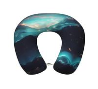 OUInbvv Oreiller de voyage en mousse à mémoire de forme d'étoiles de science-fiction, soulage les douleurs cervicales, convient pour les étudiants, les employés de bureau, les voyageurs d'affaires