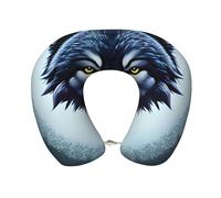 OUInbvv Oreiller de voyage en mousse à mémoire de forme tête de loup, soulage les douleurs cervicales, convient pour les étudiants, les employés de bureau, les voyageurs d'affaires